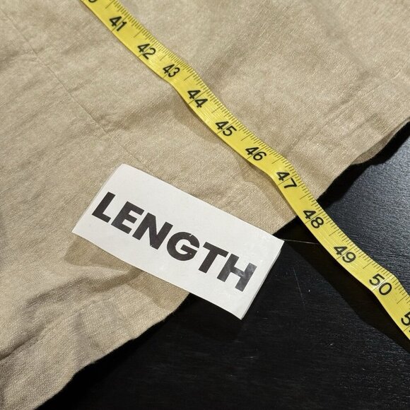 Old Navy Size XL Linen Blend Oatmeal Beige Sleeveless Smocked Midi Dress Beachy - Picture 7 of 9